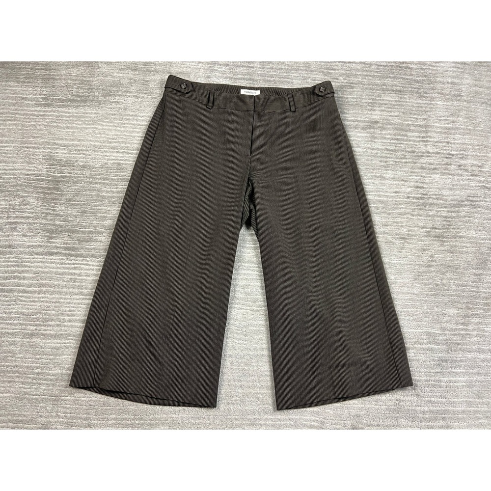 Harold's Pants Women 10 Brown Pinstripe Wide Leg Cropped Culottes Business